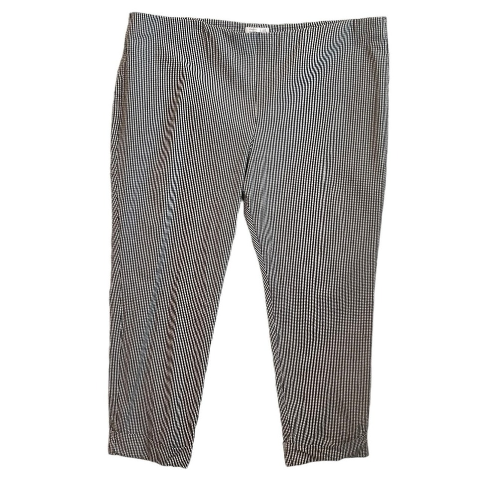 J Jill Women Ankle Pants 16‎ Petite Black White Gingham Stretch Preppy Coastal